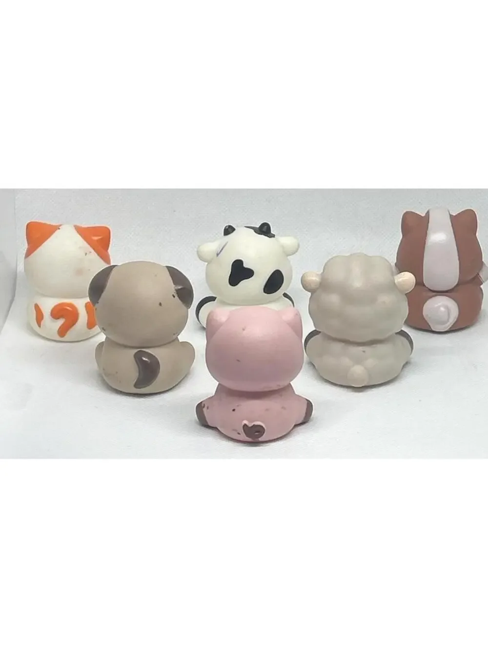 Set of 5 Cute Animal Figurines - Cat, Dog, Cow, Sheep, Horse